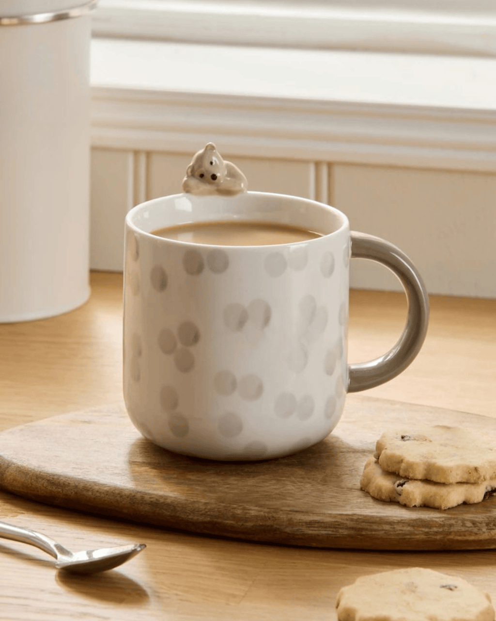 3D Bear-Climbing Terracotta Mug Hand-Applied Figurine Stoneware