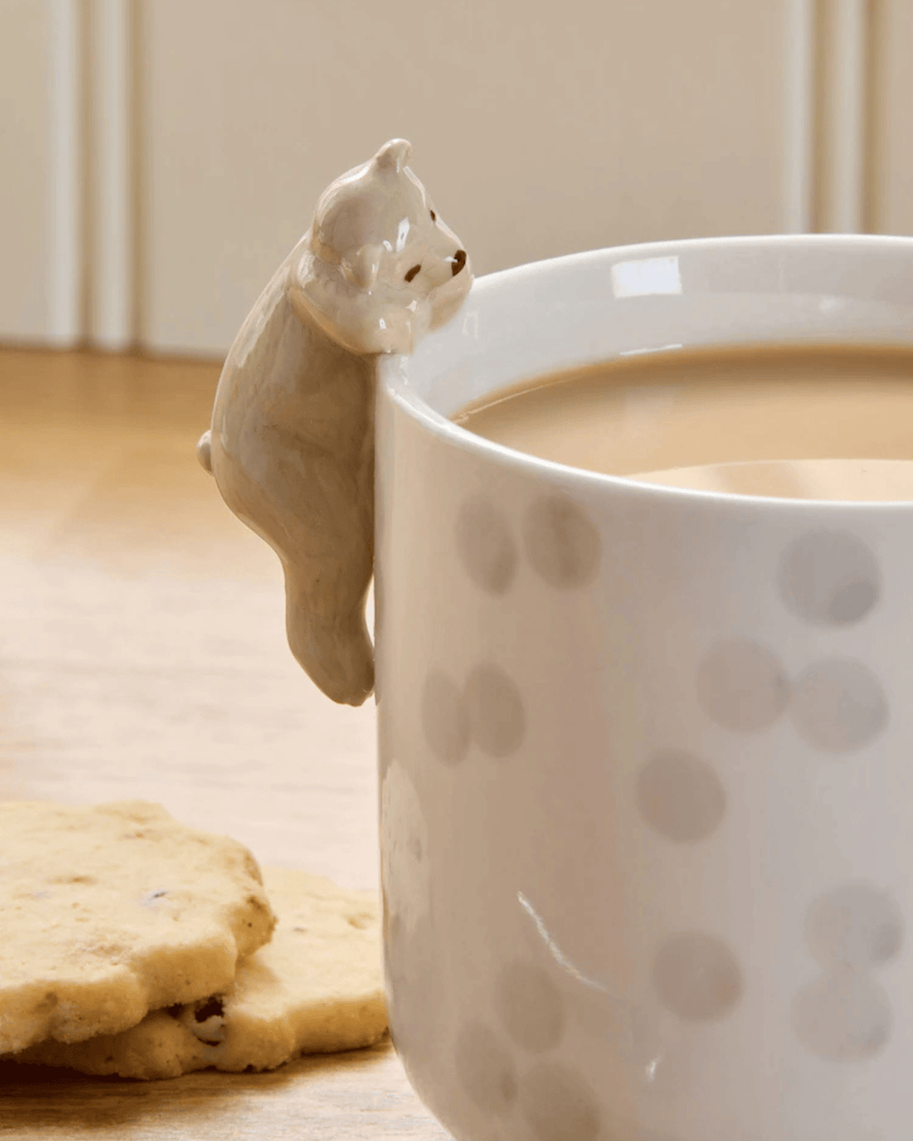 3D Bear-Climbing Terracotta Mug Hand-Applied Figurine Stoneware