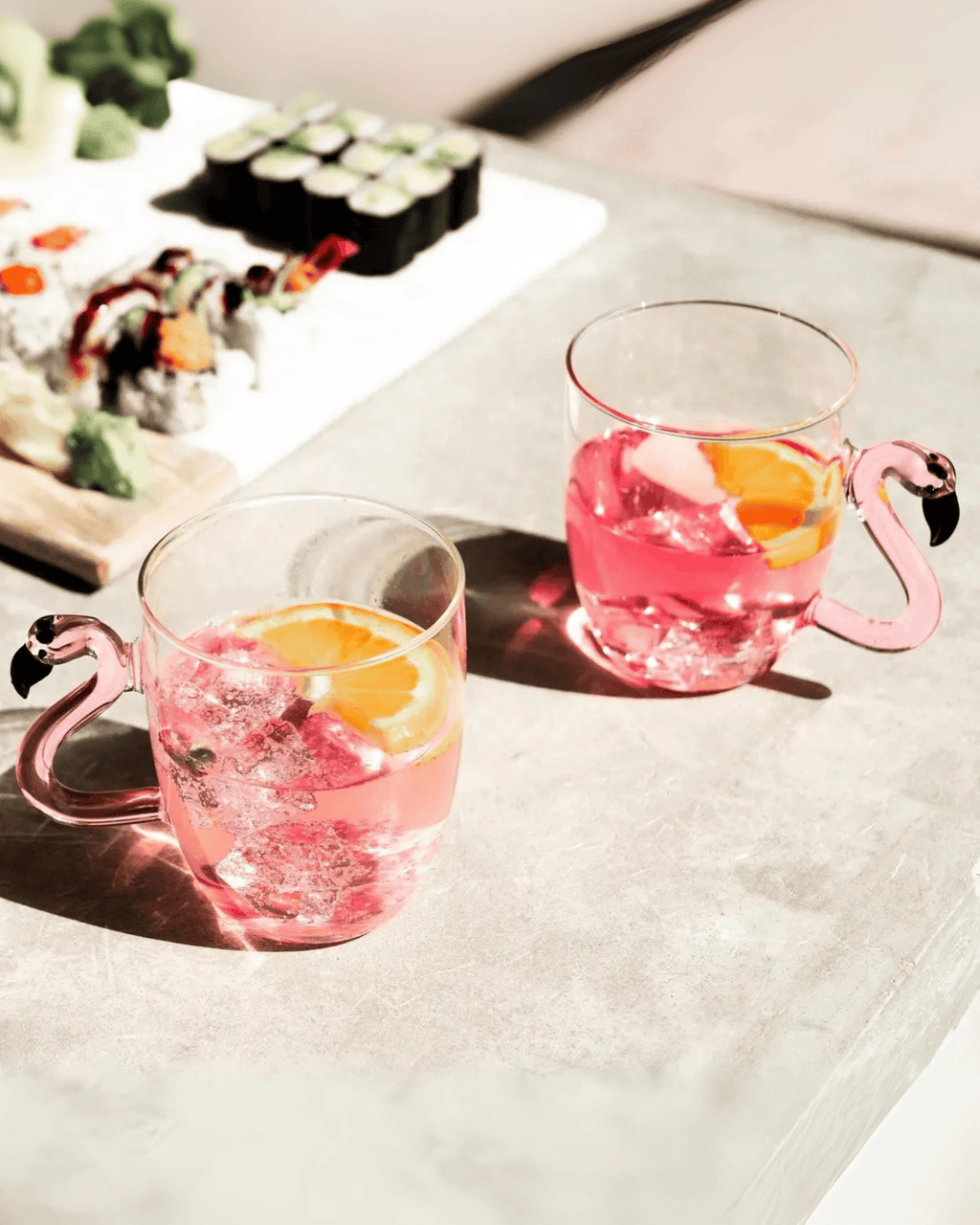 Crystal Clear Art Sculpted Hand-Blown Flamingo Glass Mugs Set