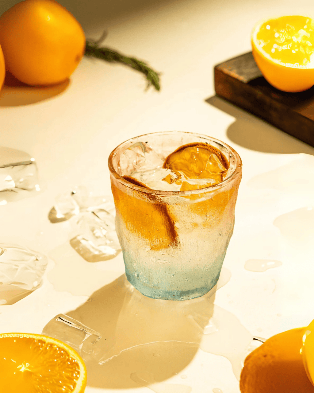 Textured Ombre Drinking Glass Hand-Finished Pink-Blue Mug